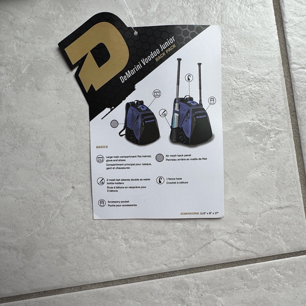 DeMarini Voodoo Junior Backpack - Black and Blue